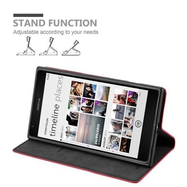 Nokia Lumia 1520 fodral i APPLE RED från Cadorabo (INVISIBLE MAGNETIC CLOSURE Design) Helt skyddande fodral med flik