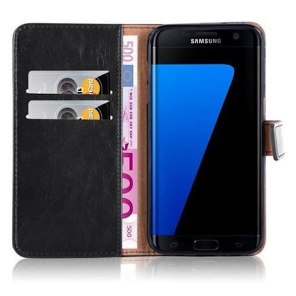 Samsung Galaxy S7 EDGE Fodral i JET BLACK från Cadorabo (LYXdesign) Helt skyddsfodral med flip flik och stativ