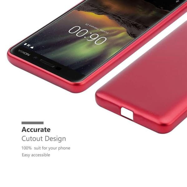 Skyddsskal för Nokia 6.1 Skyddsskal i MATTE RÖD Metallic Design Röd