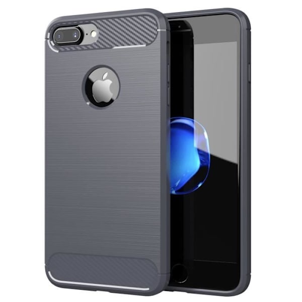 Fodral för iPhone 7 PLUS / 7S PLUS - CADORABO - Borstad Gray - Silikon TPU - Lätt skydd - Kolfiberdesign Borstad Grå