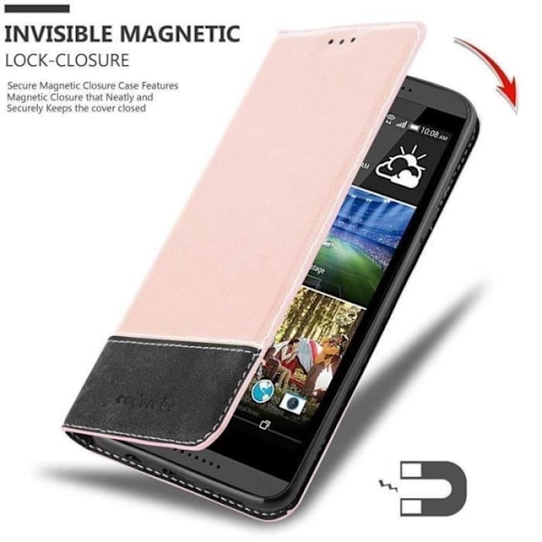 Plånboksfodral - CADORABO - HTC Desire 820 - Läderimitation - Magnetisk stängning - Tvåfärgad design Svart