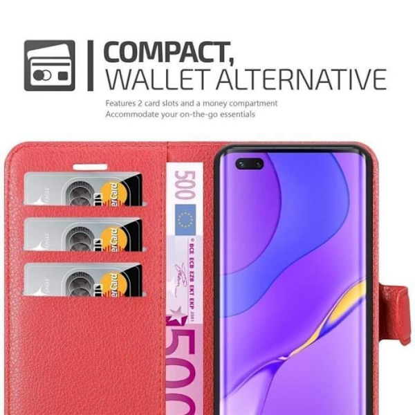 Coque - CADORABO - Huawei Nova 7 pro 5G - Similicuir - Röd - Stöd funktion Röd
