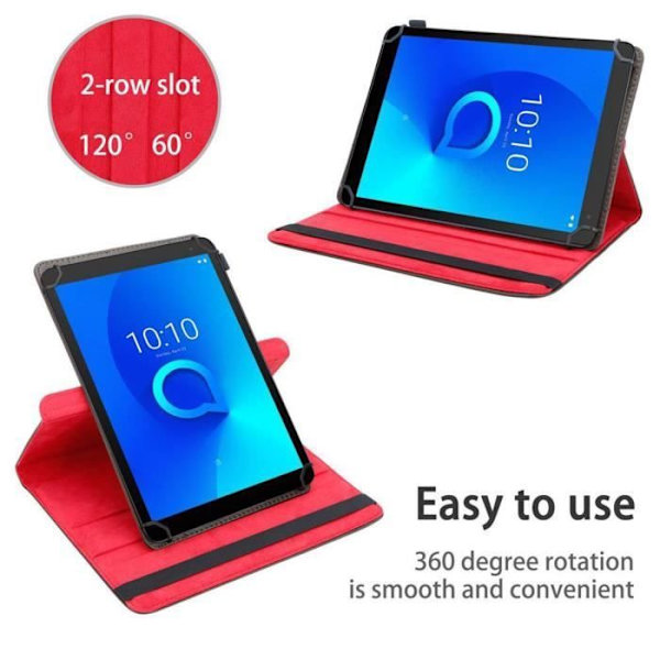 Tablettfodral - CADORABO - Alcatel 3T - Brunt läderimitation - 360° skydd - Stativfunktion Brun