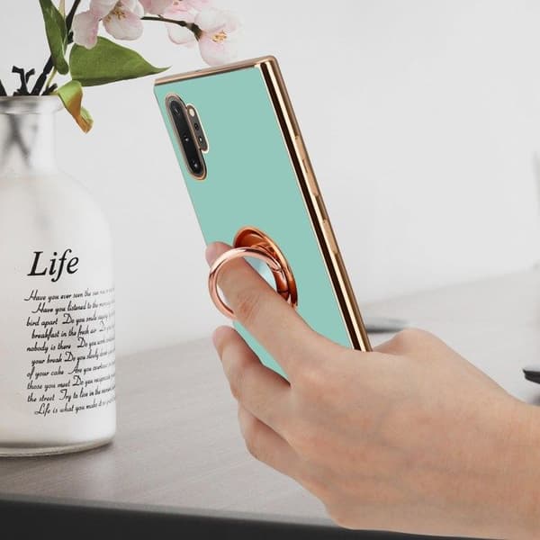 Skydd för Samsung Galaxy NOTE 10 PLUS Glansig Turkos - Guld med kameraskydd Blå