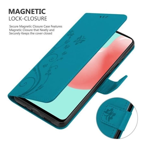 Fodral - CADORABO - Samsung Galaxy A41 - Blommigt konstläder - Magnetisk stängning - Praktiskt stöd Blå
