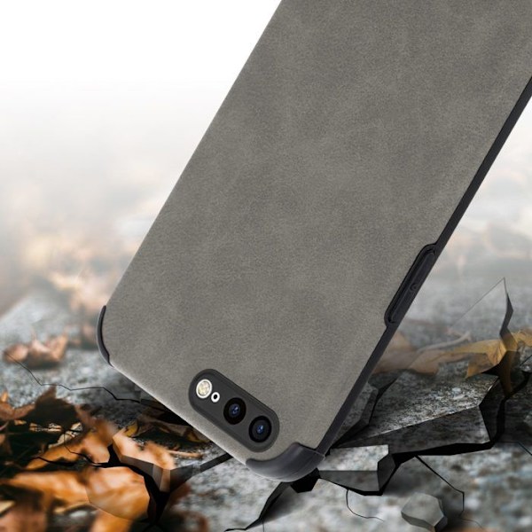 Coque för Apple iPhone 7 PLUS / 7S PLUS / 8 PLUS Etui i Grå Sand Fodral Skydd Case i Elegant TPU Silikon och Konstläder Grå