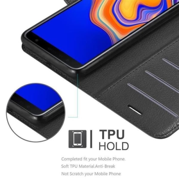 Coque - CADORABO - Samsung Galaxy J6 PLUS - Similläder - Ställfunktion - 3 kortfack Svart