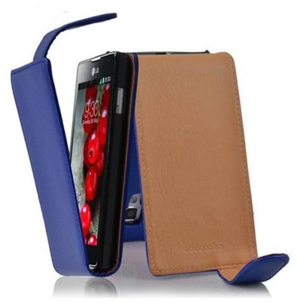 Cadorabo Coque LG OPTIMUS L7 II P710 DESIGN FLIP Stil Fodral Etui Housse imitation läder struktur BLÅ HIMMELSK