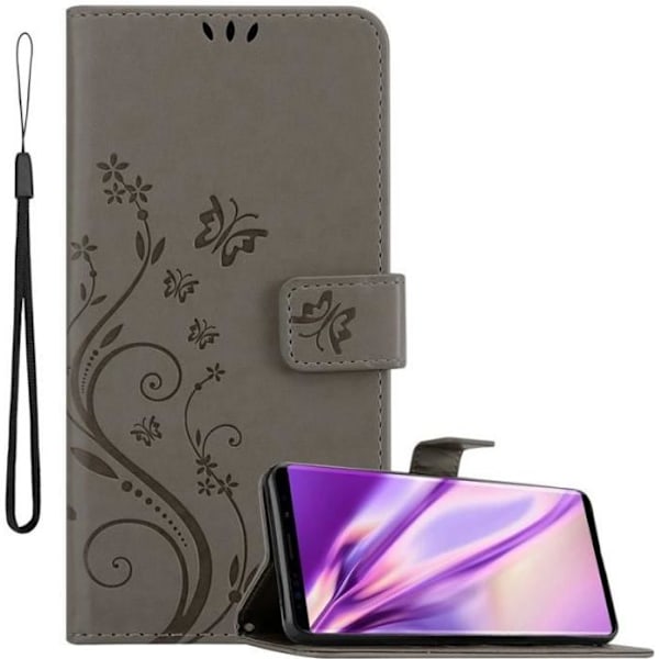 Cadorabo Fodral till Samsung Galaxy NOTE 9 i Grå - Blommönster Grå