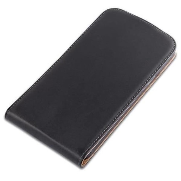 Cadorabo Flip Style Fodral för Samsung Galaxy J7 (5) 2015 DESIGN Etui Hölster i Syntetiskt Läder SLÄT SVART AV JET