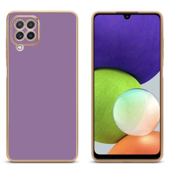 Fodral till Samsung Galaxy M22 / M32 4G Fodral i glänsande lila - guld Fodral Silikon TPU och kameraskydd Lila