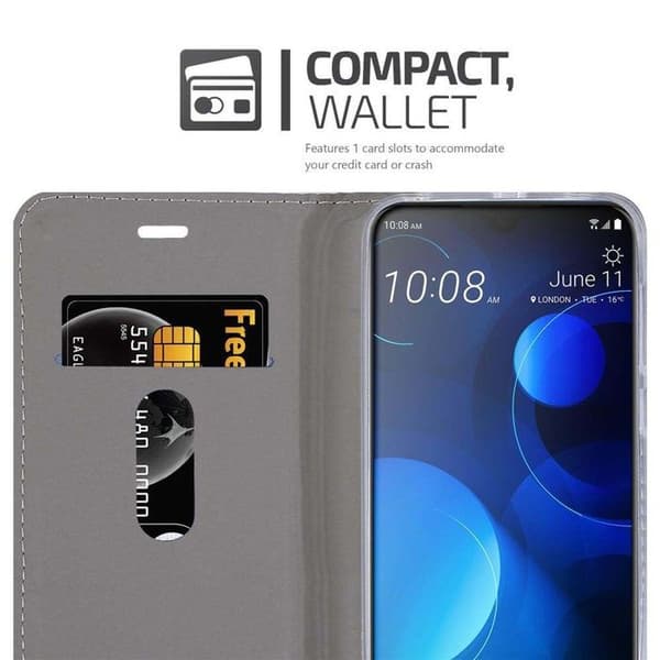 Skyddsfodral för HTC Desire 19 PLUS i LJUST GRÅTT BRUNT Etui Case Skydd Grå