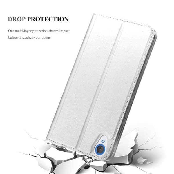 Flipfodral för HTC Desire 820 Fodral i KLASSISK SILVER Plånbok Stötsäker Grå