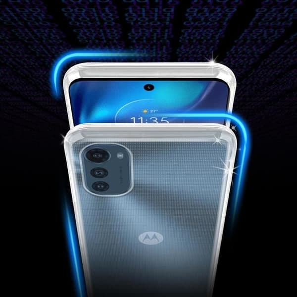 Skal för Motorola MOTO E32 4G / E32S i transparent stöttålig silikon Vit