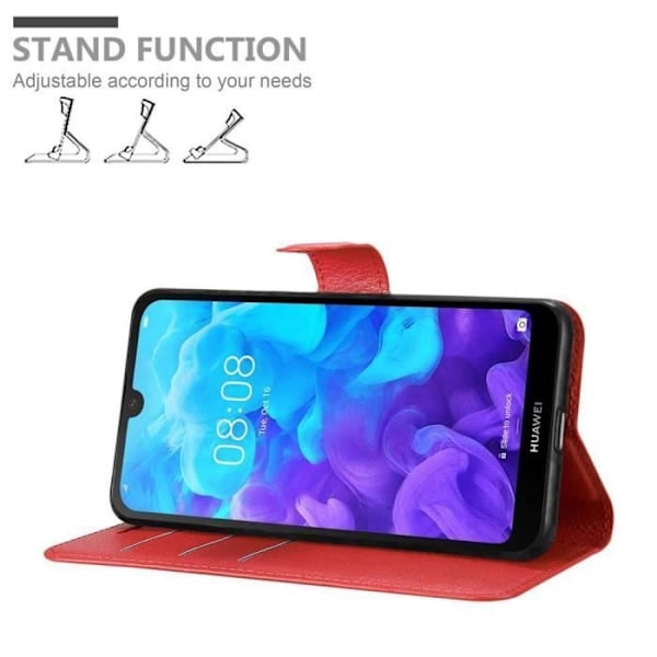 Coque - CADORABO - Huawei Y5 2019 / Enjoy Play 8 / Honor 8S - Similicuir - Körsbärsröd - Magnetisk stängning RÖDA KÖRSBÄR