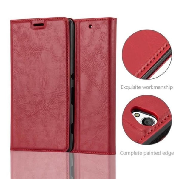 Sony Xperia C4-fodral i APPLE RED från Cadorabo (INVISIBLE MAGNETIC CLOSURE Design) Helt skyddsfodral med flipskydd