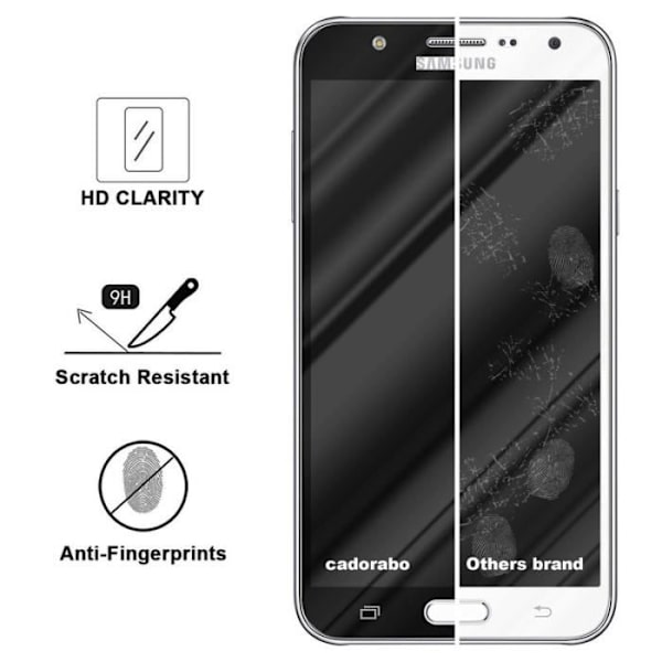 Cadorabo härdat glas Samsung Galaxy J7 2015 (5) Helfilmsskärmsskydd Glasskärmsskydd TRANSPARENT med SVART Transparent, svart