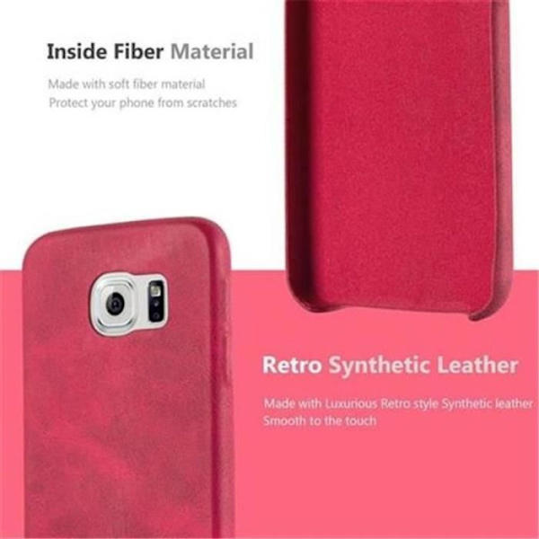 Samsung Galaxy S6 Fodral < (INTE EDGE) Hårt fodral i konstläder – Bumper Fodral Fodral i RÖD-VINTAGE