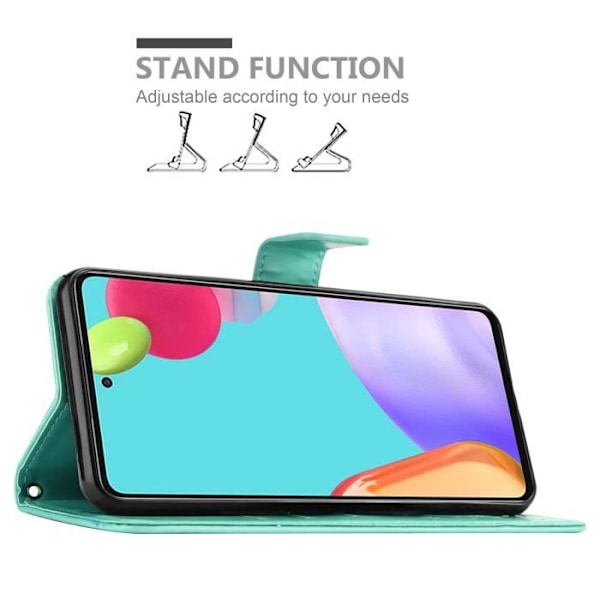Coque - CADORABO - Samsung Galaxy A52 (4G/5G) / A52s - Turkosblommig - Similskinn - Ställfunktion Turkos