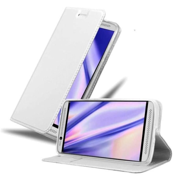 Fodral till ZTE Axon 7 MINI - CADORABO - KLASSIG SILVER - Magnetisk stängning - Horisontellt stativ - Kortplats Grå