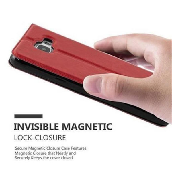 Cadorabo Fodral Samsung Galaxy A5 2016 (6) SAFRAN VIEW RED Fodral Magnetiskt skydd Stöder stativ och fönster