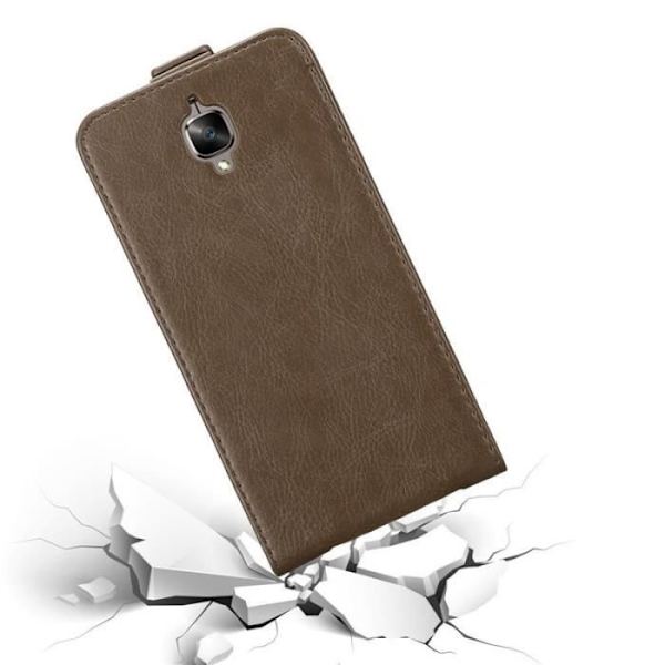 Flipfodral - CADORABO - OnePlus 3 / 3T - Brunt konstläder - Magnetisk stängning - Fullständigt skydd kastanj