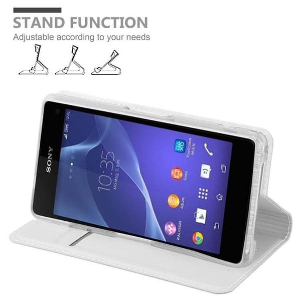 Fodral med lock för Sony Xperia Z1 COMPACT Plånbok i KLASSISK SILVER Stötsäker Grå