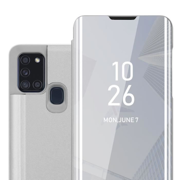 Fodral till Samsung Galaxy A21s i SILVER AGATE Clear View Cadorabo Cover 360 graders spegelskydd