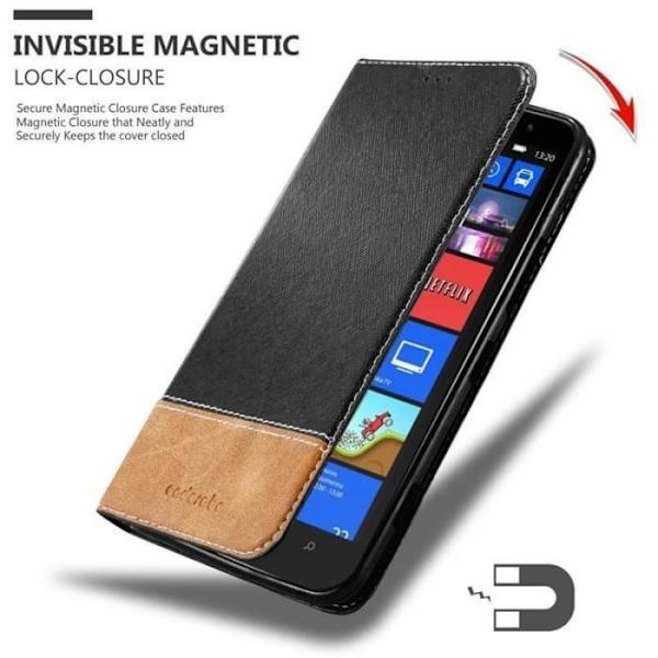 Plånboksfodral - CADORABO - Nokia Lumia 1320 - Läderimitation - Brun - Magnetisk stängning kastanj