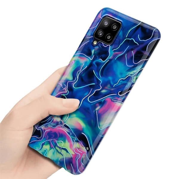 Skyddsfodral för Samsung Galaxy A42 4G i Blå Rosa Marmor Nr. 17 Blå