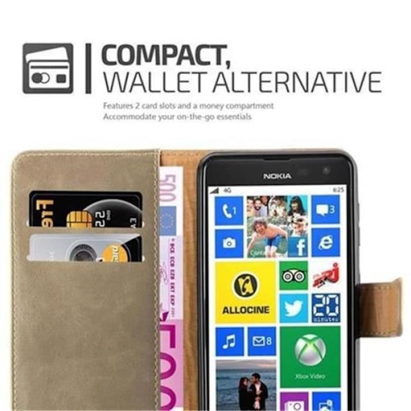 Cadorabo Fodral Nokia Lumia 625 BRUN CAPPUCINO LYX Fodral Fodral Fodral Magnetskydd stöder stativ och kortplats