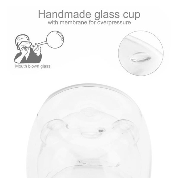 Intirilife 4x dubbelväggigt glas med björn 230 ml Termoisolerat borosilikatglas Munblåst Diskmaskinssäker