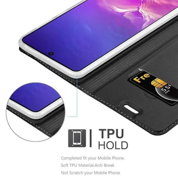 Fodral - CADORABO - Samsung Galaxy A91 - Svart - Magnetisk stängning - Halvstyv Svart
