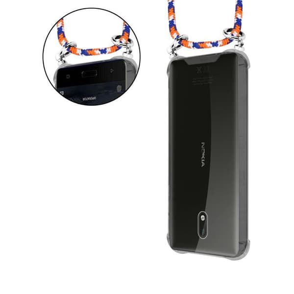 Mobilskal för Nokia 3 2017 med axelrem i ORANGE BLÅ VIT med justerbar snodd Blå