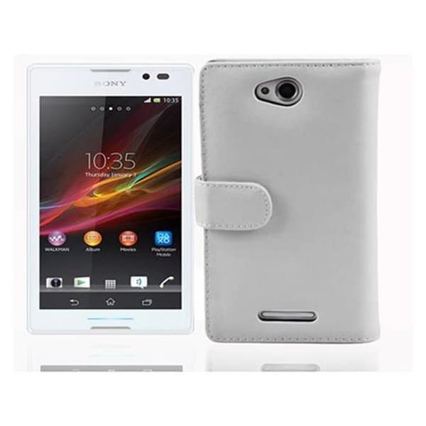 Fodral med lock för Sony Xperia C Plånboksfodral i VIT ALABASTER Skydd Vit