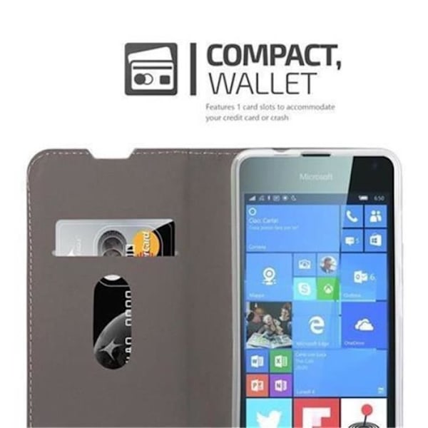Nokia Lumia 650 Fodral i MÖRKBLÅ SVART från Cadorabo (TYG-LÄDERDESIGN) Helt skyddsfodral med Flip Flip och Mörkblå, svart