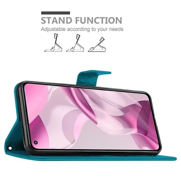 Mobilskal för Xiaomi Mi 11 LITE - CADORABO - BLÅ FLORAL - Syntetläder - Ställfunktion - Plats för kort BLOMMA BLÅ