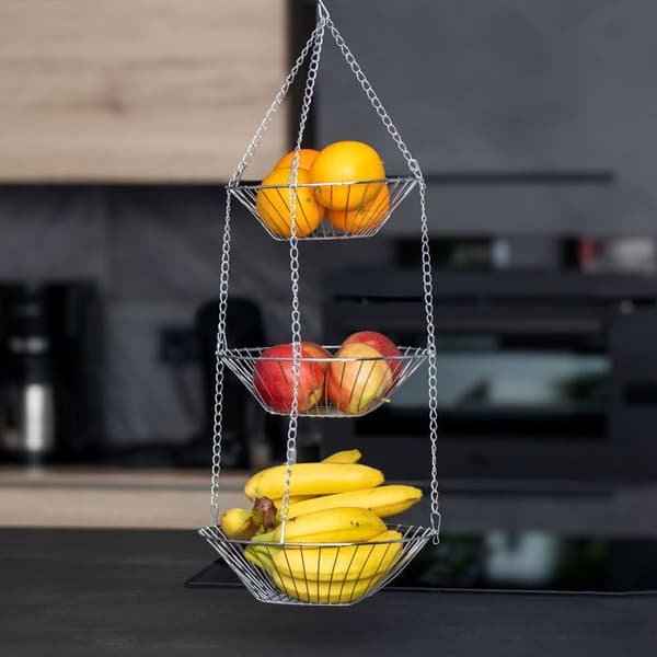 Fruktställ hängande fruktskål Intirilife Silver