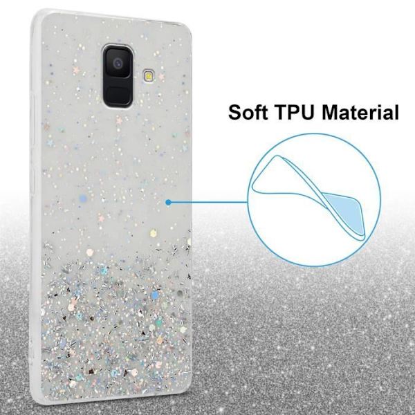 Cadorabo-fodral för Samsung Galaxy A6 2018 i Transparent med Glitter Flexibelt TPU-silikonskydd