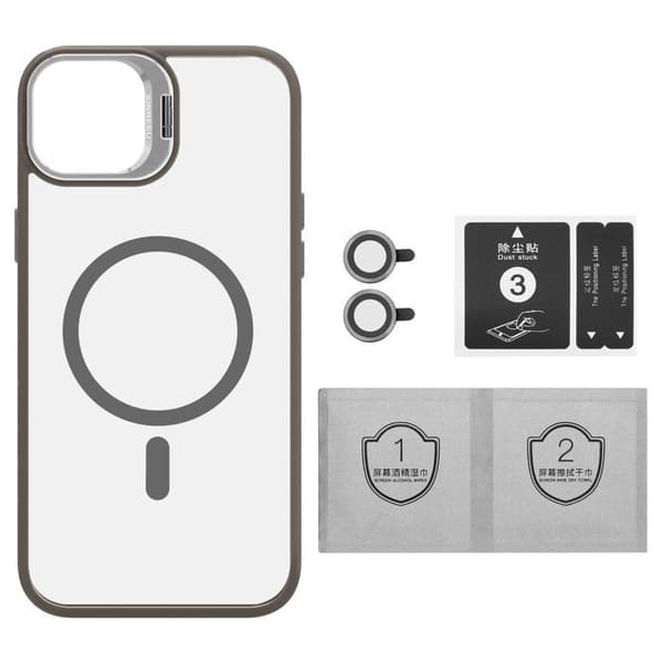 iPhone 15 PLUS-fodral i GRÅ, MagSafe-kompatibel, stötabsorberande skydd Grå