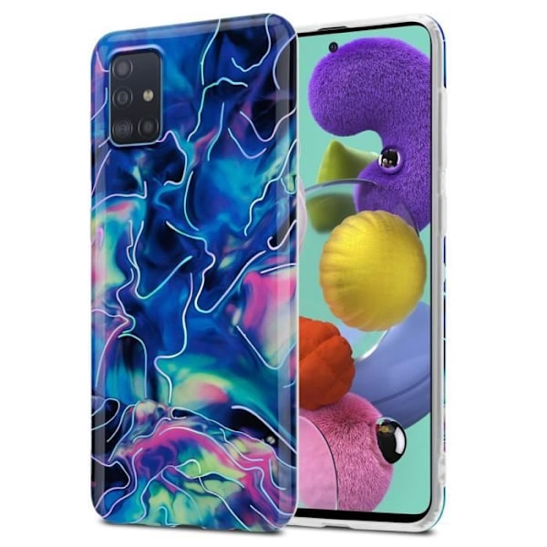 Cadorabo Fodral för Samsung Galaxy A51 4G / M40s i Marble Blue Pink No. 17 Cover Protection Silikon TPU Cover Blå, Rosa