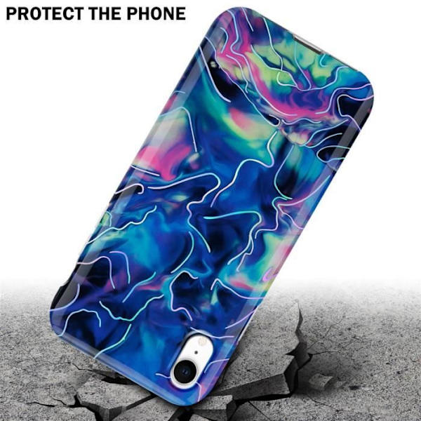Coque - CADORABO - iPhone XR - Marmor Blå Rosa - Skydd i Silikon TPU - Trendig Design Blå, Rosa