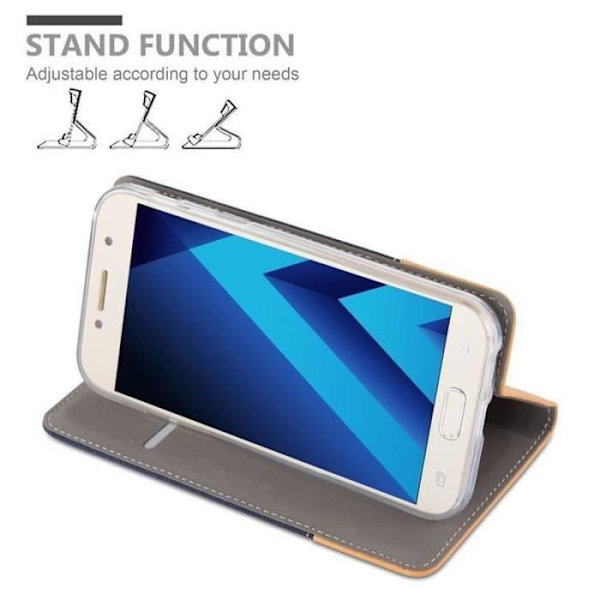 Samsung Galaxy A3 2017 (7) i MÖRKBLÅBRUNT från Cadorabo (TYG-LEATHERETTE Design) Fullt skyddsfodral med flipskydd