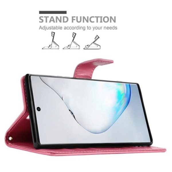 Fodral till Samsung Galaxy NOTE 10 PRO - CADORABO - Rosa - Imiterat läder - Blommönster - 3 kortplatser Rosa