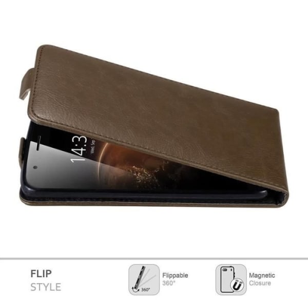Coque - CADORABO - Huawei G7 PLUS / G8 / GX8 - Syntetiskt läder - Brun - Magnetisk stängning kastanj