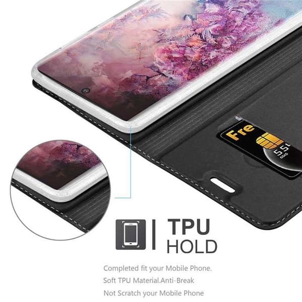 Flipfodral för Samsung Galaxy NOTE 10 PLUS Klassisk svart plånbok Stötsäker Svart