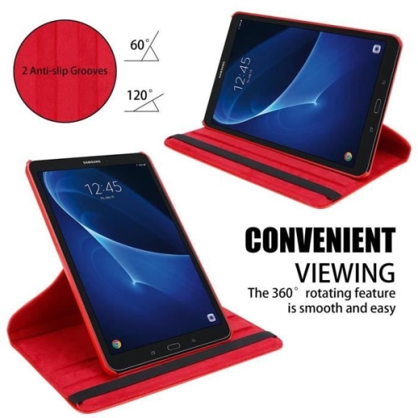 Cadorabo Fodral till Samsung Galaxy Tab A 2016 (10,1" Zoll) SM-T585N - T580N i rött - UTAN automatisk väckning