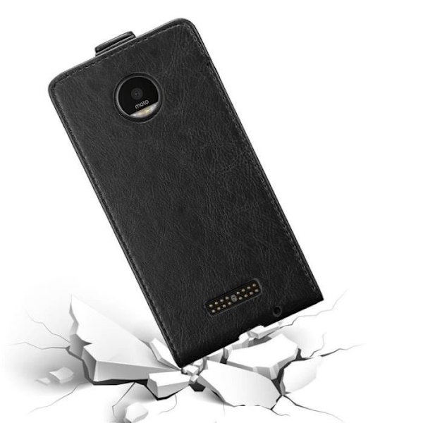 Flip-fodral - CADORABO - MOTO Z - Svart konstläder - Magnetisk stängning - Fullständigt skydd Svart