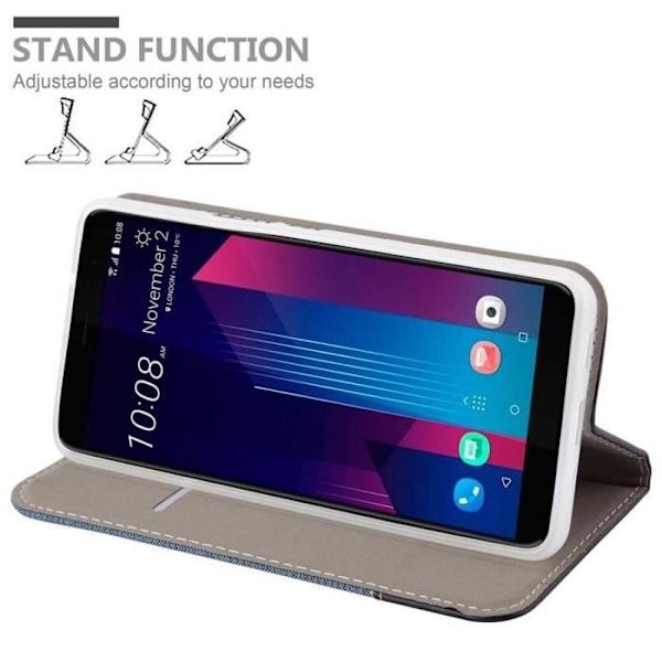Fodral till HTC U11 PLUS - CADORABO - Mörkblå Svart - Läderimitation - Magnetisk stängning - Horisontellt stativ mörkblå svart
