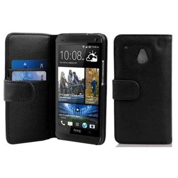 Fodral - CADORABO - HTC ONE M4 MINI - Svart konstläder - Integrerat skal - 360° klaff Svart